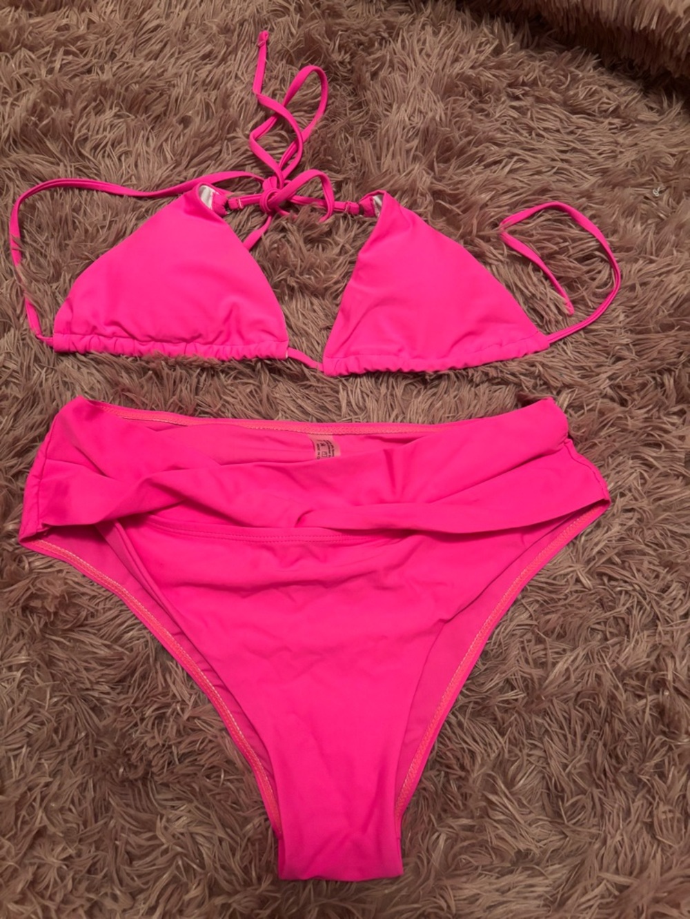 SHEIN Hot Pink Triangle Bikini Set